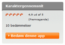 bedoem-app karaktergennemsnit for populær app