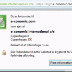 e-conomic-login-sikkerhed skærmbillede af e-conomic login-side